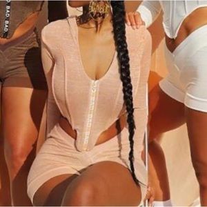 Bad Society Club Nude Corset Hooded Zip-Up